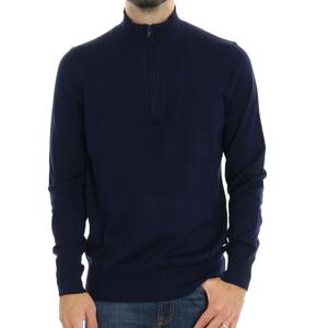 MAGLIA MEZZA ZIP BLU